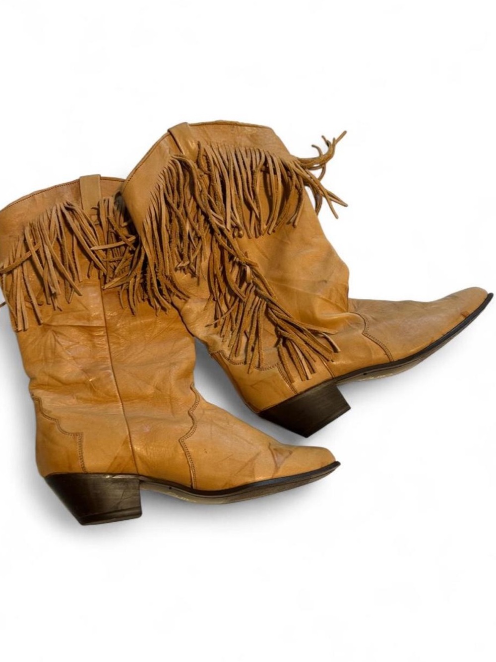 dingo Tan Fringe Western Ankle Boots